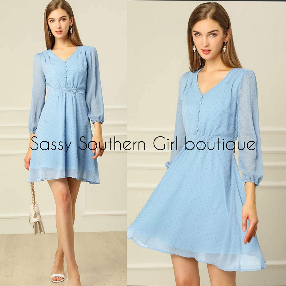 ⭐🆕Baby blue swiss dot dress